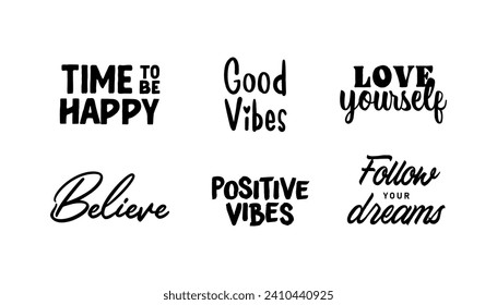 Motivational quotes bundle. Inspiration and good vibes set of typographic designs.