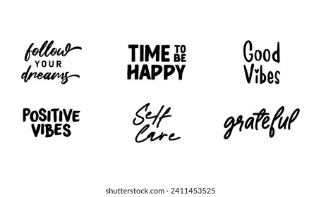 Motivational quotes bundle. Inspiration and good vibes set of typographic designs.