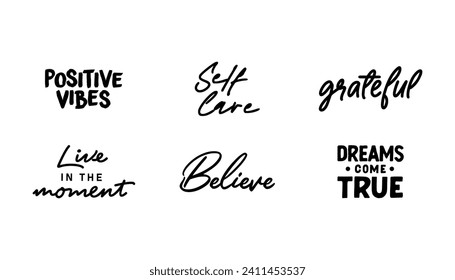 Motivational quotes bundle. Inspiration and good vibes set of typographic designs.