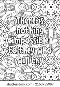 Motivational Quotes coloring page. Coloring Book Adults Interior. Motivational Quotes line art design.