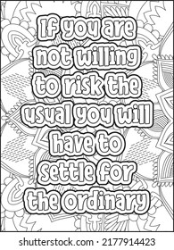 Motivational Quotes coloring page. Coloring Book Adults Interior. Motivational Quotes line art design.