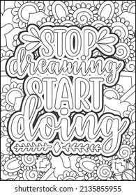 Motivational quotes coloring page. Inspirational quotes coloring page. Affirmative quotes coloring page. Positive quotes coloring page. Good vibes. Hand drawn floral line art. Motivational typography.