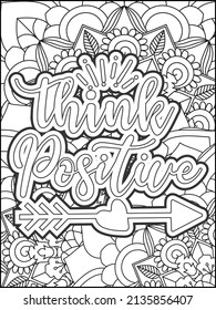 Motivational quotes coloring page. Inspirational quotes coloring page. Affirmative quotes coloring page. Positive quotes coloring page. Good vibes. Hand drawn floral line art. Motivational typography.