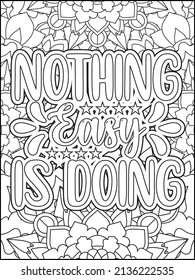 Motivational quotes coloring page. Inspirational quotes coloring page. Affirmative quotes coloring page. Positive quotes coloring page. Good vibes. Hand drawn floral line art. Motivational typography.