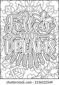 Motivational quotes coloring page. Inspirational quotes coloring page. Affirmative quotes coloring page. Positive quotes coloring page. Good vibes. Hand drawn floral line art. Motivational typography.