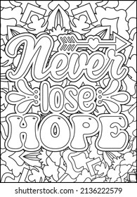 Motivational quotes coloring page. Inspirational quotes coloring page. Affirmative quotes coloring page. Positive quotes coloring page. Good vibes. Hand drawn floral line art. Motivational typography.