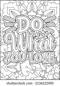Motivational quotes coloring page. Inspirational quotes coloring page. Affirmative quotes coloring page. Positive quotes coloring page. Good vibes. Hand drawn floral line art. Motivational typography.
