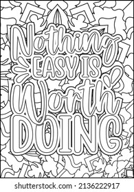 Motivational quotes coloring page. Inspirational quotes coloring page. Affirmative quotes coloring page. Positive quotes coloring page. Good vibes. Hand drawn floral line art. Motivational typography.