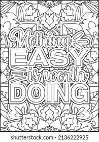 Motivational quotes coloring page. Inspirational quotes coloring page. Affirmative quotes coloring page. Positive quotes coloring page. Good vibes. Hand drawn floral line art. Motivational typography.