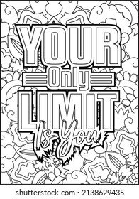 Motivational quotes coloring page. Inspirational quotes coloring page. Affirmative quotes coloring page. Positive quotes coloring page. Good vibes. Motivational swear word. Motivational typography.
