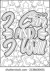 Motivational quotes coloring page. Inspirational quotes coloring page. Affirmative quotes coloring page. Positive quotes coloring page. Good vibes. Motivational swear word. Motivational typography.