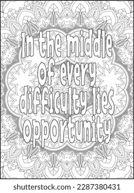 Motivational quotes coloring page. Inspirational quotes coloring page. Motivational typography.Coloring for adults and kids. Vector Illustration.Motivational Swear Word Coloring page.