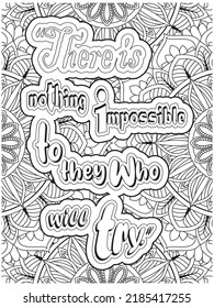 motivational quotes coloring page with mandala background.