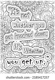 motivational quotes coloring page with mandala background.