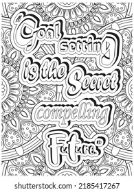 motivational quotes coloring page with mandala background.