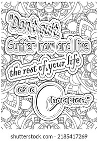 Motivational Quotes Coloring Page Mandala Background Stock Vector ...