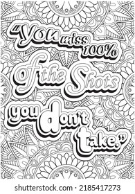 motivational quotes coloring page with mandala background.
