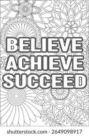 Motivational Quotes Coloring Pages For Adults Vector