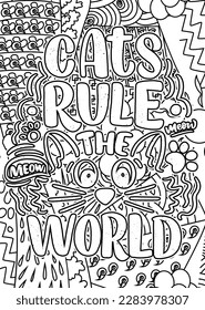 motivational quotes coloring pages design. inspirational words coloring book pages design. Cat Quotes Design page, Adult Coloring page design, anxiety relief coloring book for adults