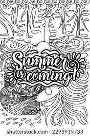 motivational quotes coloring pages design. Summer words coloring book pages design.  Adult Coloring page design, anxiety relief coloring book for adults. 