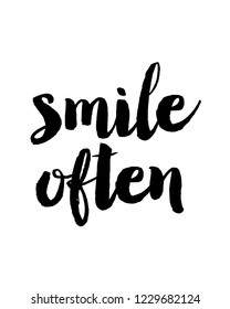 Motivational quotes design vector in brush typography lettering design vector for smile often