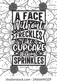 Motivational Quotes Flower Coloring Page Beautiful black and white illustration for adult coloring book