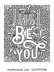 Motivational quotes lettering coloring page, inspirational quotes coloring book page design, coloring page design.