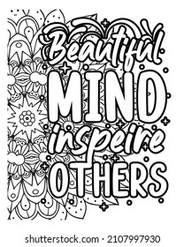 Motivational quotes lettering coloring page, inspirational quotes coloring book page design, coloring page design.