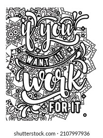 Motivational quotes lettering coloring page, inspirational quotes coloring book page design, coloring page design.