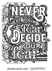 Motivational quotes lettering coloring page, inspirational quotes coloring book page design, coloring page design.