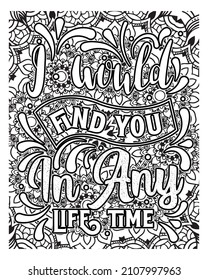 Motivational quotes lettering coloring page, inspirational quotes coloring book page design, coloring page design.