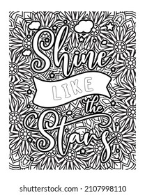 Motivational quotes lettering coloring page, inspirational quotes coloring book page design, coloring page design.