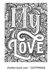 Motivational quotes lettering coloring page, inspirational quotes coloring book page design, coloring page design.