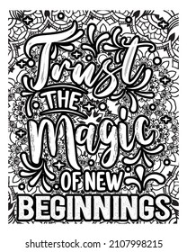 Motivational quotes lettering coloring page, inspirational quotes coloring book page design, coloring page design.