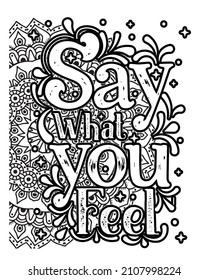 Motivational quotes lettering coloring page, inspirational quotes coloring book page design, coloring page design.