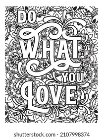 Motivational quotes lettering coloring page, inspirational quotes coloring book page design, coloring page design.