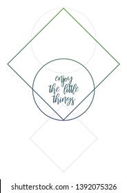Motivational quotes minimal postcard design with geometric ornaments.