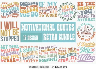 Motivational Quotes Retro Bundle retro t shirt design vector