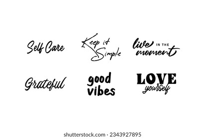 Motivational quotes. Set of hand written inspirational messages. Calligraphic lettering positive phrases.