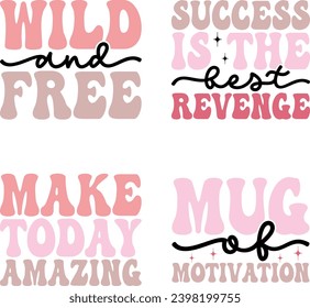 paquete de diseño retro motivacional y descarga digital