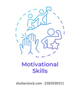 Motivational skills blue gradient concept icon. Encourage and energize team members. Line manager job. Round shape line illustration. Abstract idea. Graphic design. Easy to use in presentation