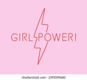 Motivational slogan "Girl Power" in line art simple style. Stylish minimal print for poster or t-shirt.