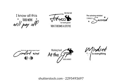 Motivational slogan hand drawn lettering set. Inspiring handwritten quotes, phrases flat sketch drawing pack. Determination, strong willpower, positive lifestyle. Fitness poster typography design