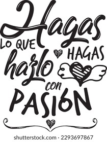 Motivational spanish positive phrases with lettering hand drawn elements