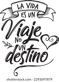 Motivational spanish positive phrases with lettering hand drawn elements