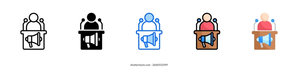 Motivational Speaker Icon Set Multiple Style Collection