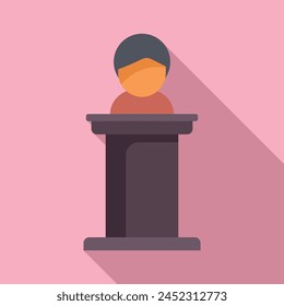 Motivational speaker speech icon flat vector. Professional audience. Training job