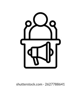 Motivational Speaker Vector Lineal Icon On White Background.