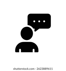 Motivational Speech Bubble Over Figure Icon - Simple Black