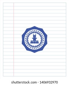 motivational speech icon blue ink pen emblem. Vector Illustration. Detailed.